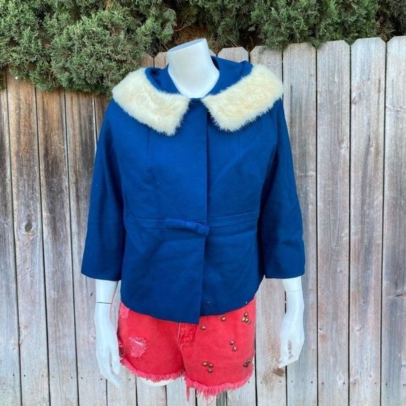 Jack Bloom California Vintage Union Made Fur Collar Blue...